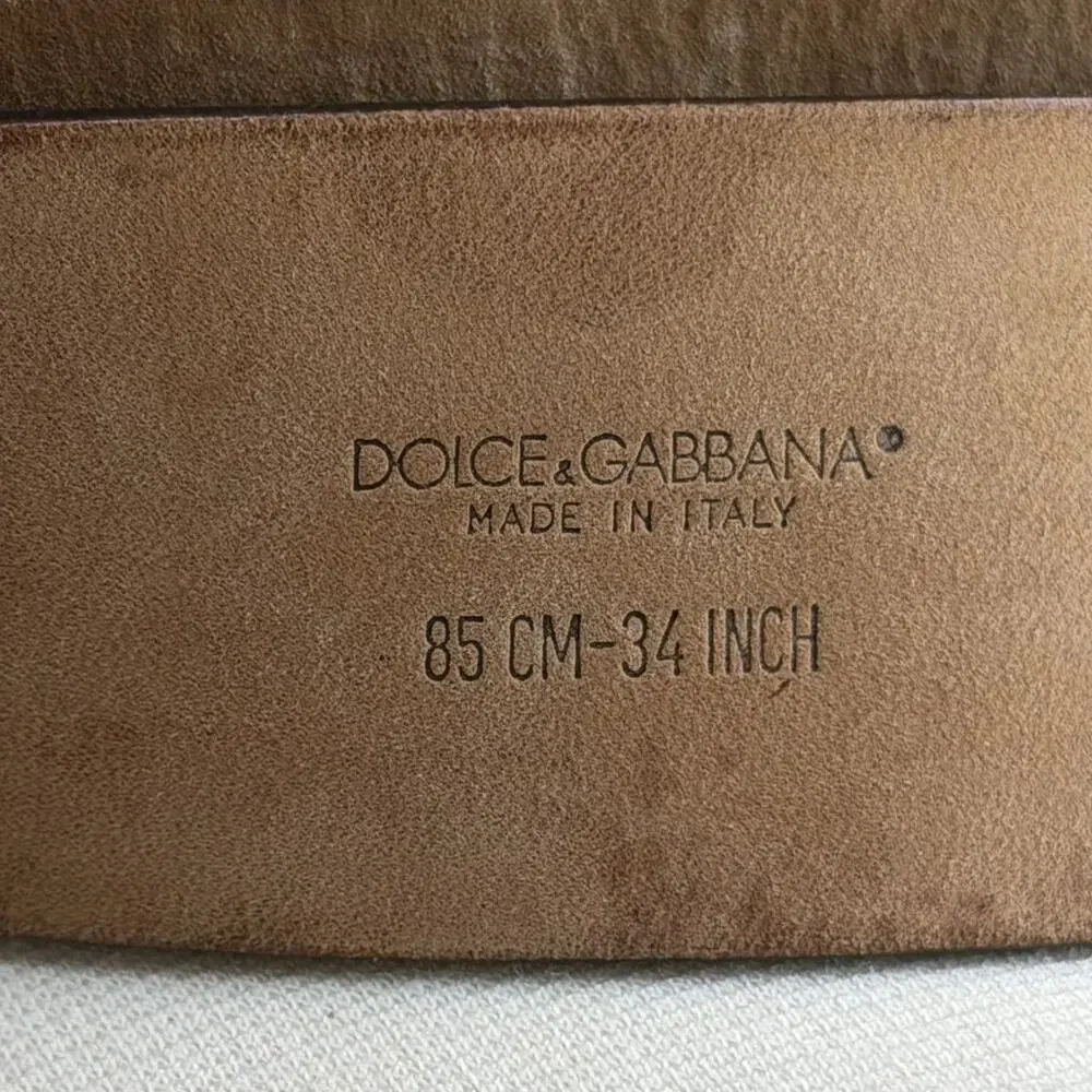 Dolce & Gabbana Brown Embossed Leather DG Logo Chain Belt